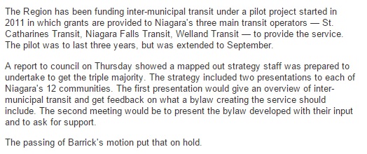 Niagara region halts public transit strategy